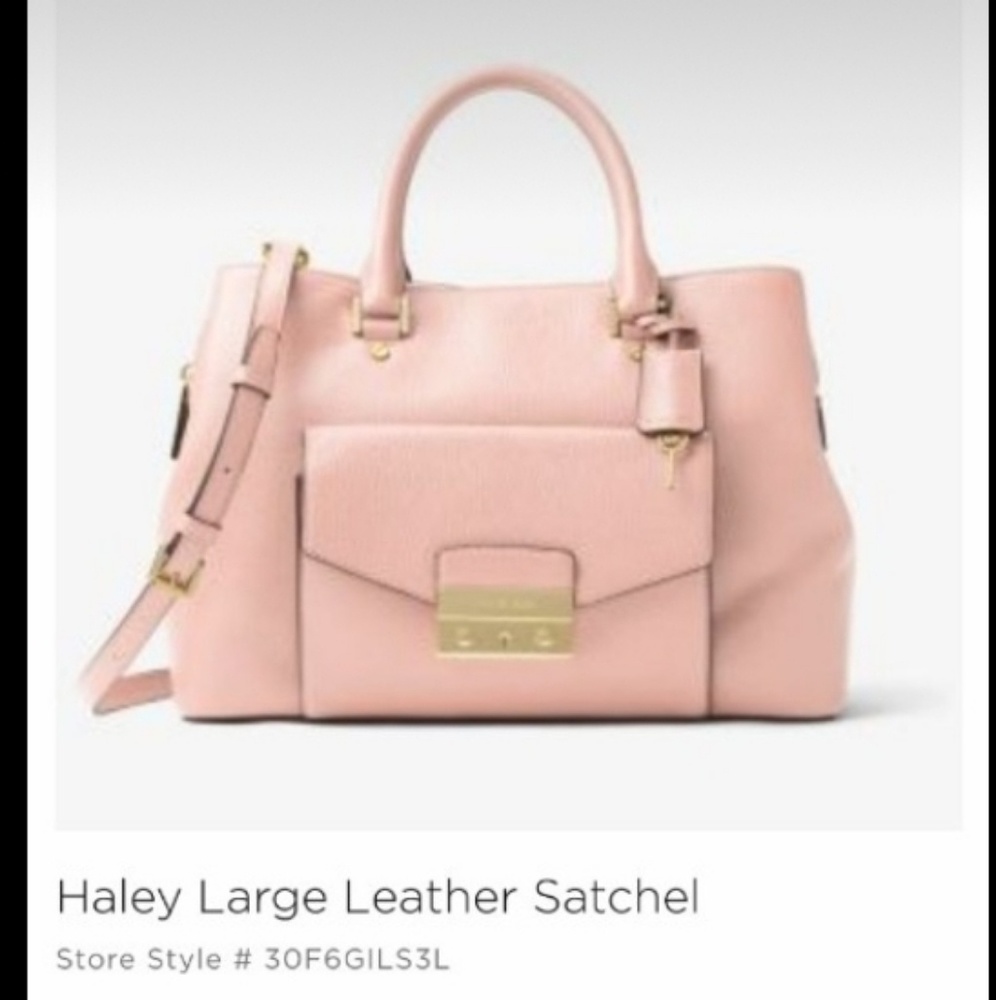 Michael Kors Haley Large Leather Satchel Blush$448